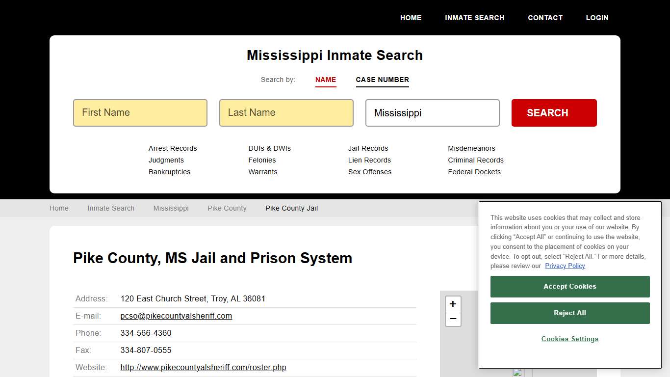 Pike County Jail Inmate Records Search, Mississippi - StateCourts