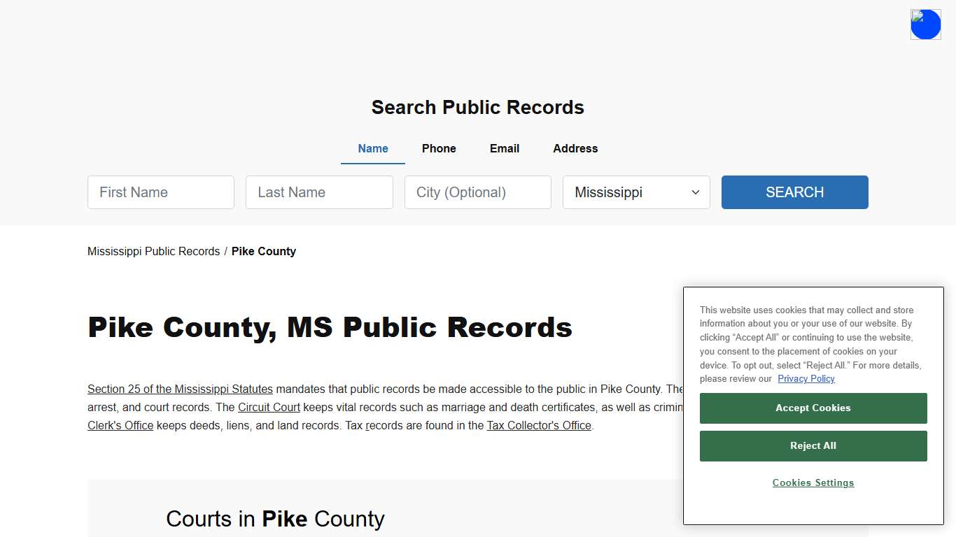 Pike County, MS Public Court, Arrest and Inmate Records - ThePublicIndex